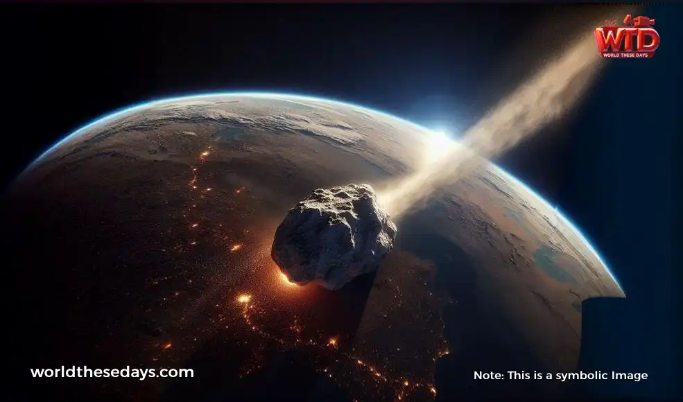 A comet with a bright tail approaching a blue planet with clouds and continents.